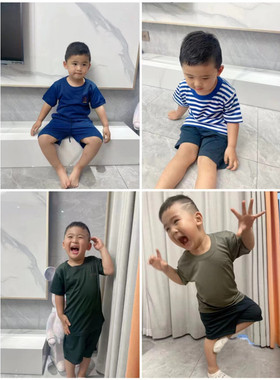 儿童短袖体能训练服速干T恤亲子套装小孩短袖短裤夏令营培训班服