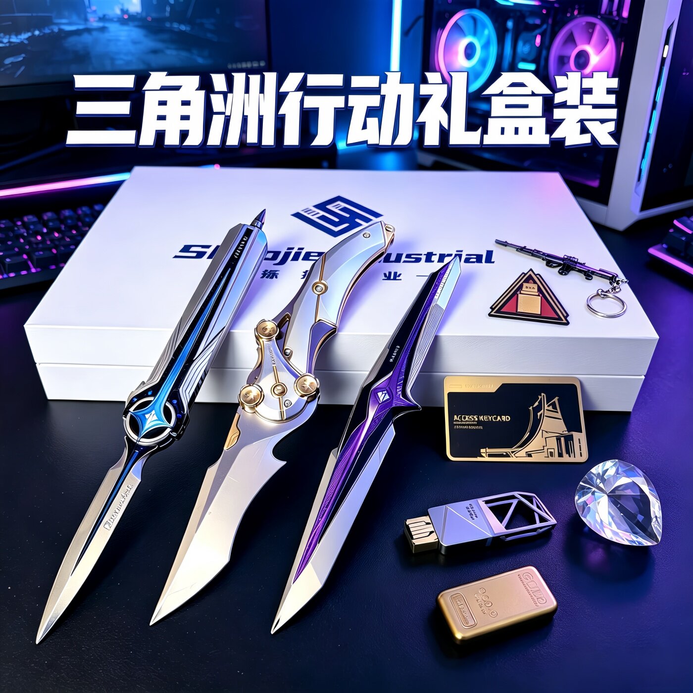 三角洲行动周边北极星伸缩刀折叠怜悯坠星者金属武器模型礼盒装图片