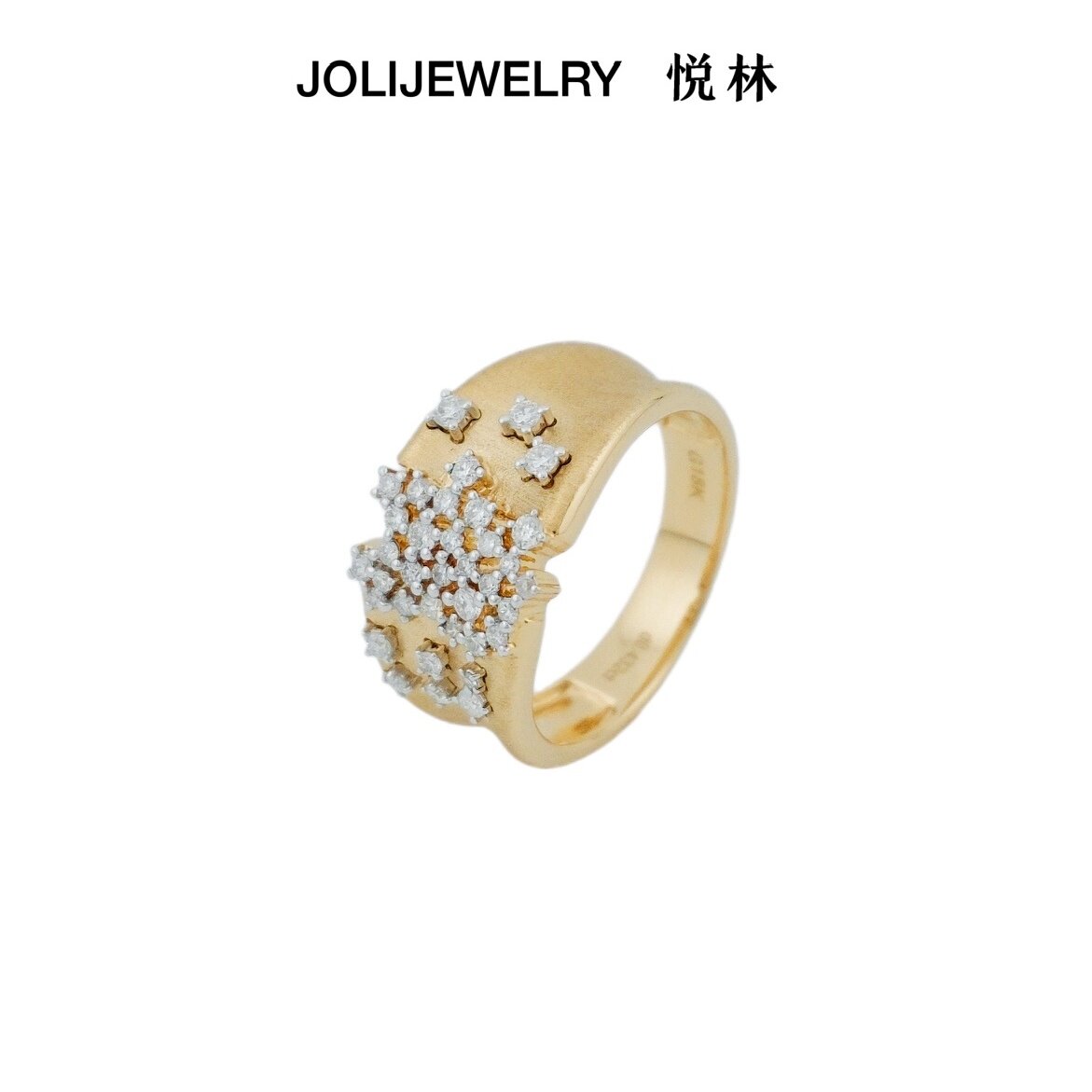 jolijewelry繁星丝路女士18K金钻石戒指金色轻奢时尚女戒高档送礼