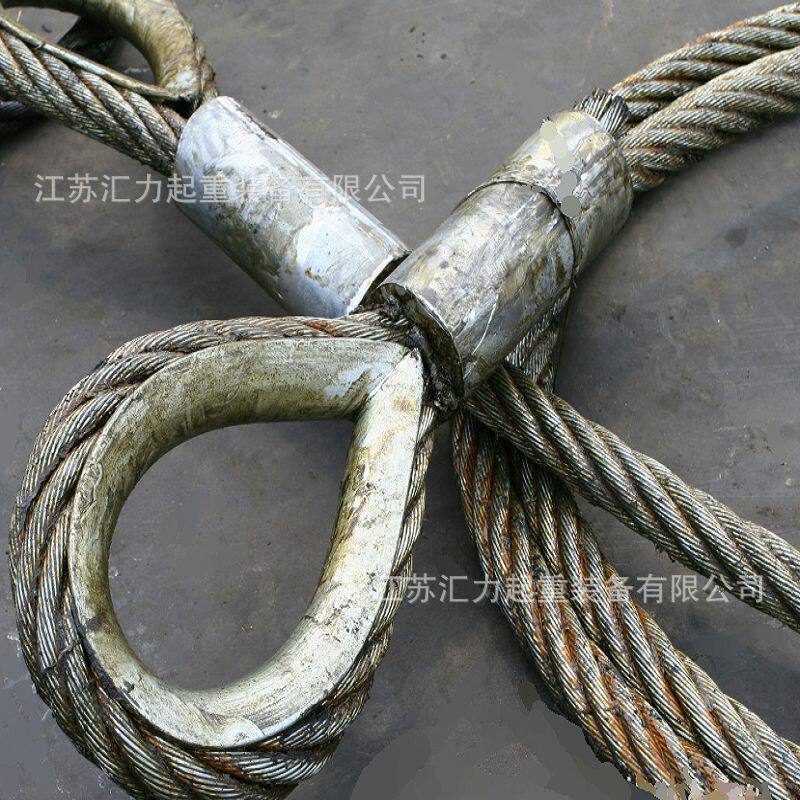 厂家直销钢丝绳吊具10t3m压制钢丝绳索具34mm*2m加套环索具