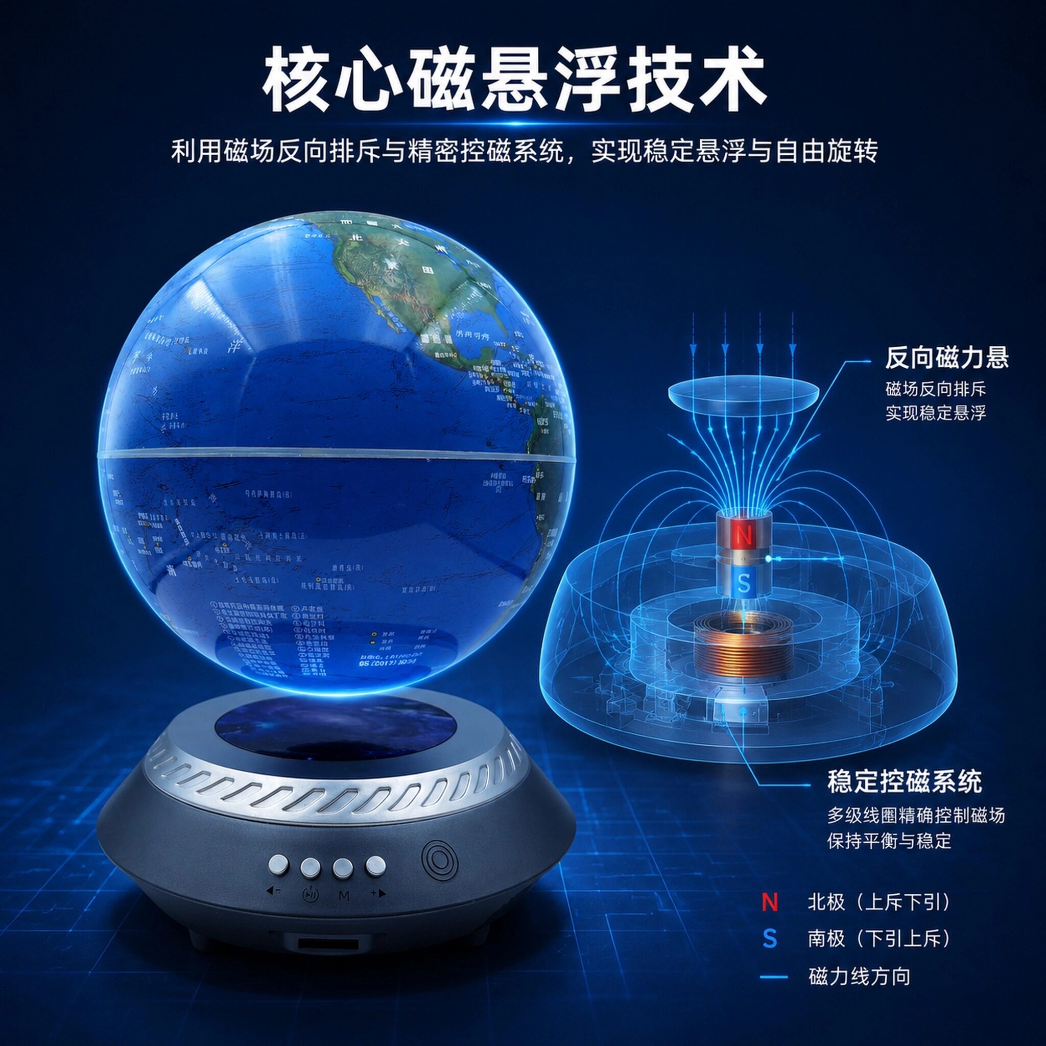 磁悬浮蓝牙音箱地球仪摆件