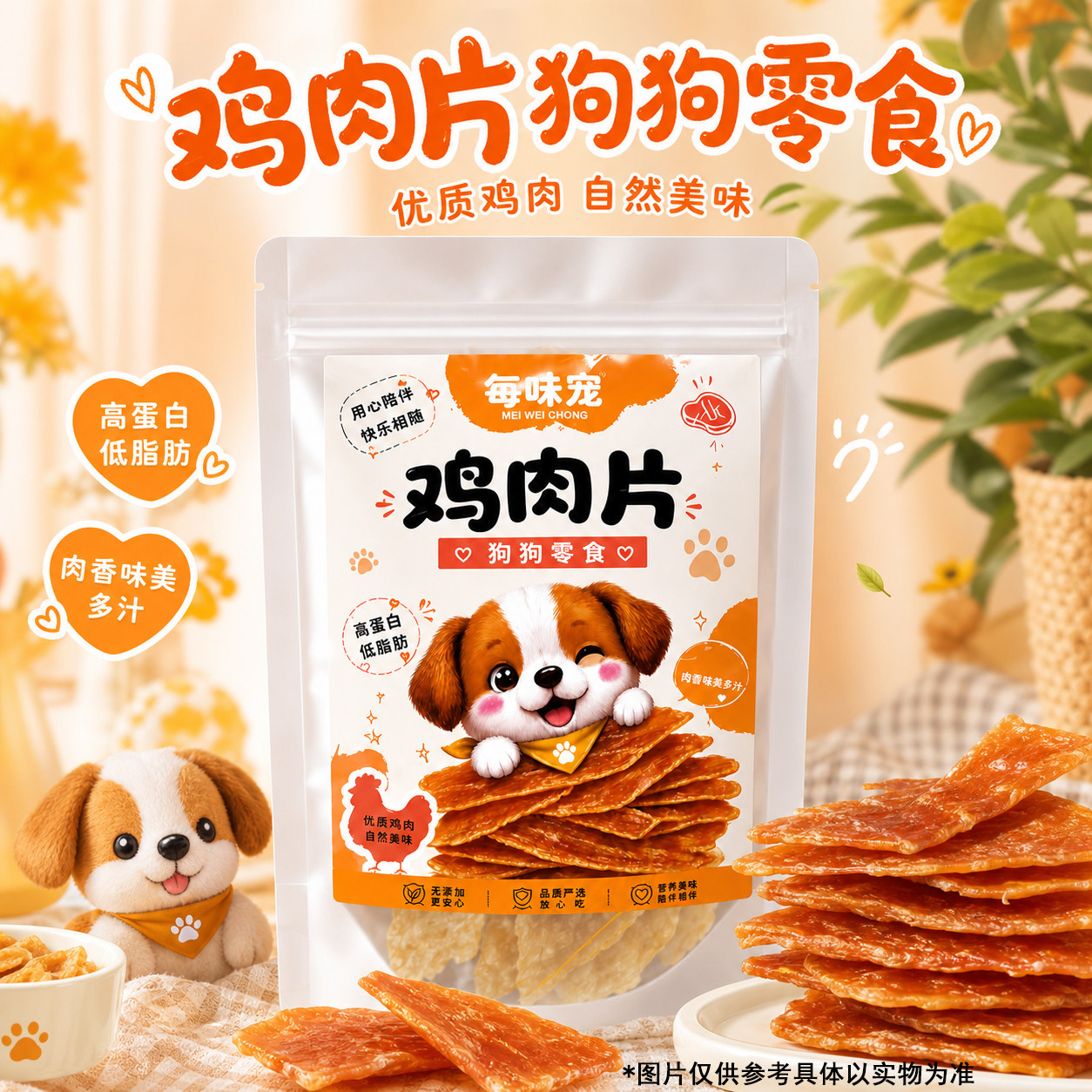 每味宠鸡肉片狗零食高蛋白低脂肪磨牙棒训练奖励肉香美味洁齿耐咬