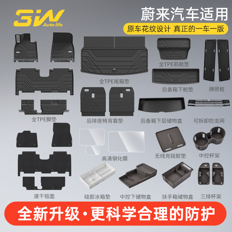 3W全TPE脚垫适用蔚来ES9 ES6 EC6 ET7 ES7 EC7 ES8 ET5T专用毯面图片