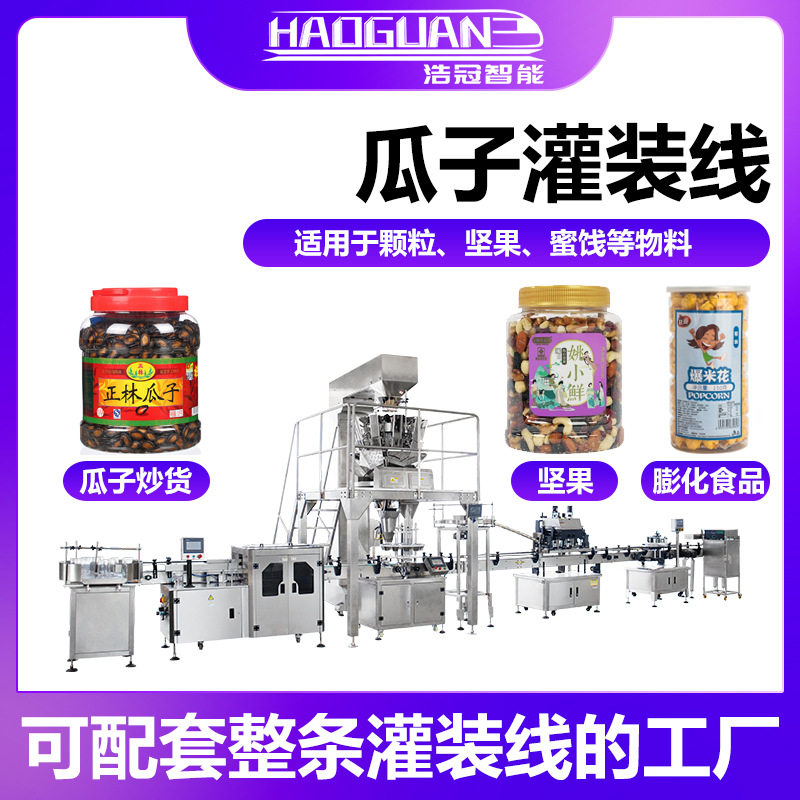 全自动瓜子炒货灌装机坚果仁葡萄干罐装机瓶装锅巴爆米花分装机