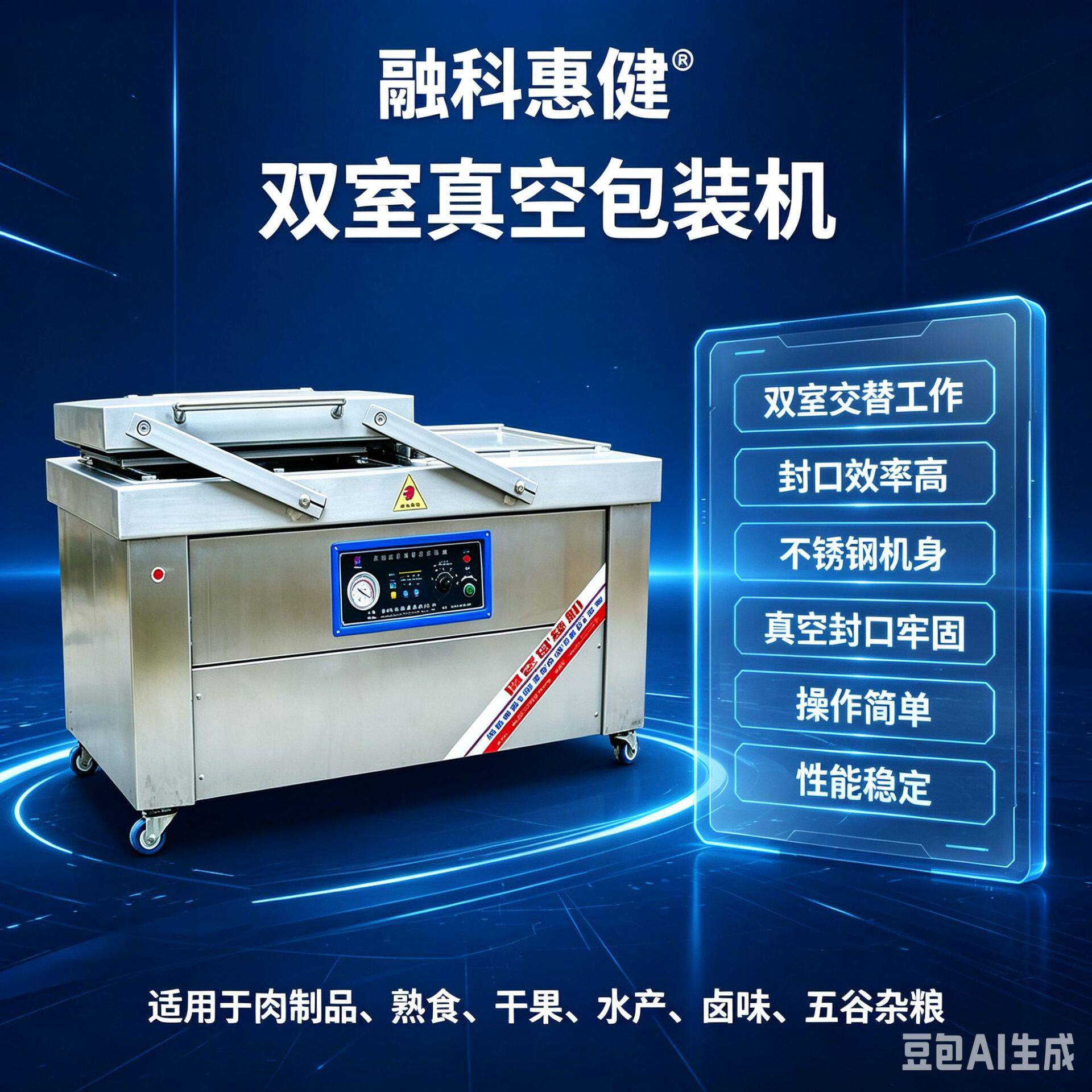 融科惠健坚果果品干货真空封装机封口牢固操作便捷摆盖循环作业