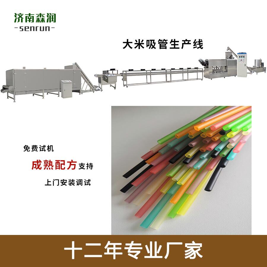 可以吃的大米吸管生产设备环保可降解吸管生产线膨化机厂家