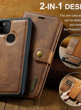 摩士奇适用谷歌Pixel8 Pro手机壳二合一磁吸分体皮套5A翻盖插卡7A支架皮套6 7 8新款皮质保护壳10 V个性创意