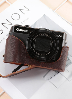 摩士奇适用于佳能g7x2相机包 G1X3/G7X/G5X/Mark2 Mark iii 真皮半套可拆换电