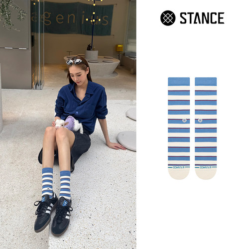 STANCE潮流袜子女袜中筒袜夏季个性时尚复古条纹袜子穿搭中筒袜