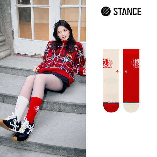 STANCE潮流袜子五台山联名款中筒袜莲莲发财好运袜耐磨透气鸳鸯袜