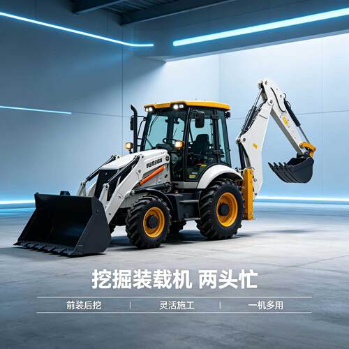 轮式挖掘装载机两头忙四驱液压铲挖一体机市政修路工程设备
