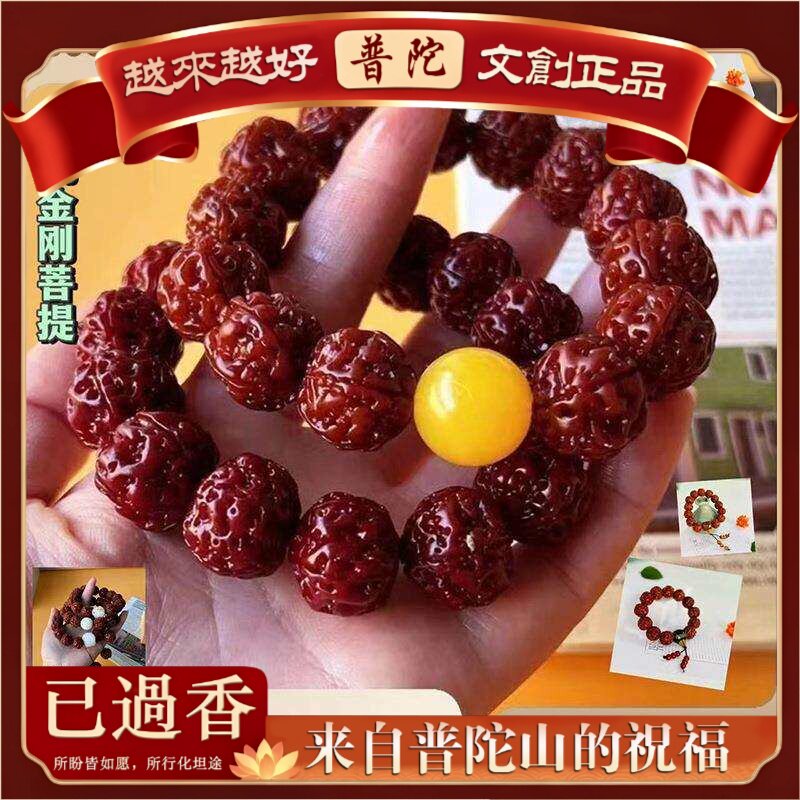 【普陀山】尼泊尔机刷蛤蟆背金刚菩提佛珠手串男士手链首饰女小商