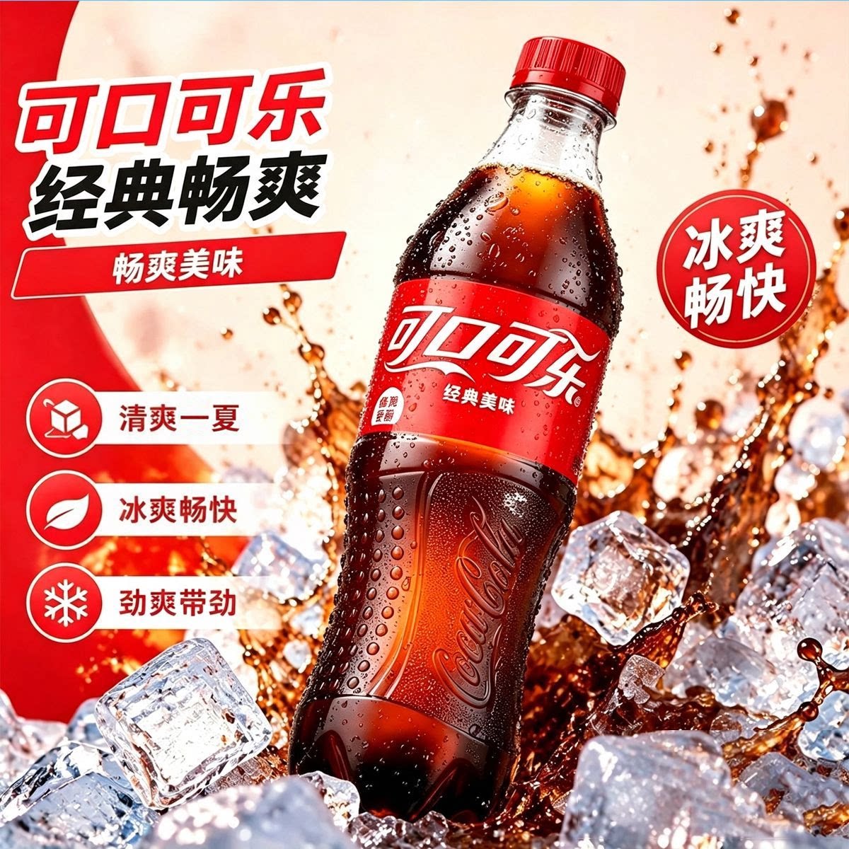 可口可乐碳酸饮料500ml*6瓶装经典口味家庭聚餐清爽夏日饮品汽水