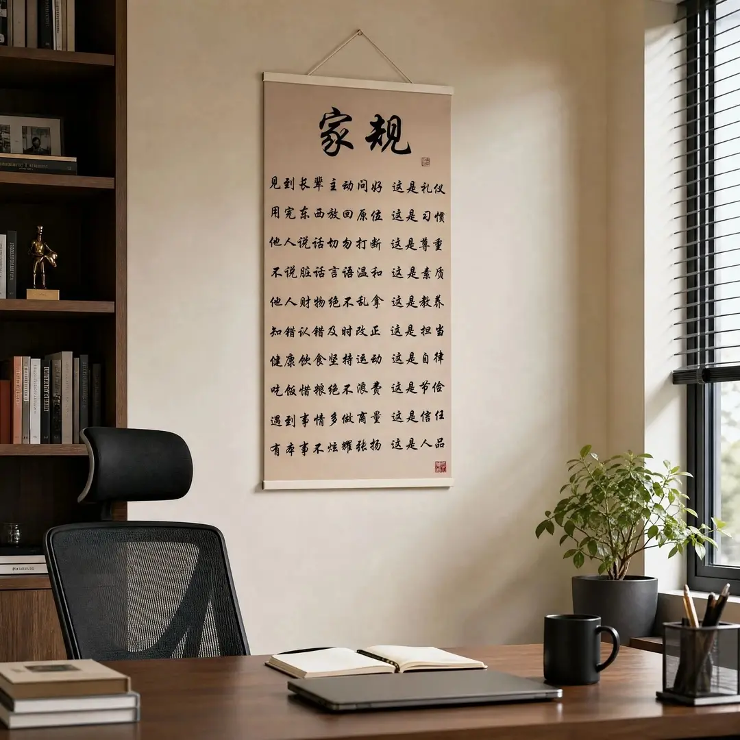 十条【家规】家训新中式书法挂画玄关书房客厅入户背景墙面装饰cc