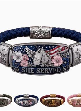 跨境新款Service Women's Veteran Bracelet女兵退伍纪念手链