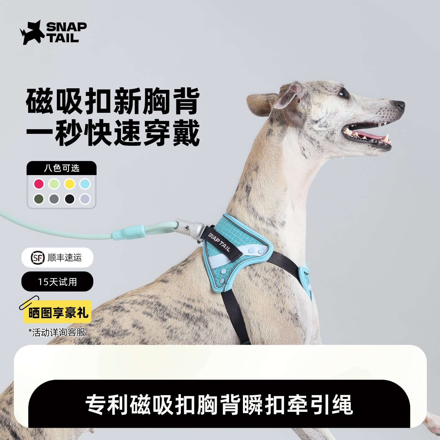 SNAPTAIL狗胸背磁吸扣宠物牵引绳便捷小中大型犬防爆冲背心式套装