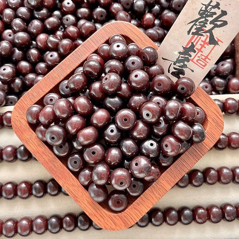 天然菩提根手串散珠锦瑟红胖苹果珠手工DIY盘串配饰配件文玩图片