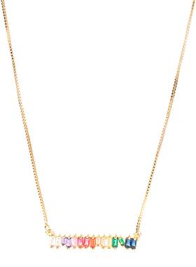 跨境新品配饰欧美时尚铜镶彩色锆石吊坠项链女ins锁骨链necklace
