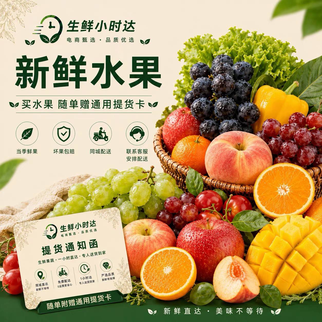 水果提货卡配送卡水果店专用提货卡配送单水果配送卡