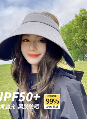 OVANCY黑胶防晒帽防紫外线全脸遮阳空顶蛋卷灯罩帽户外登山太阳帽