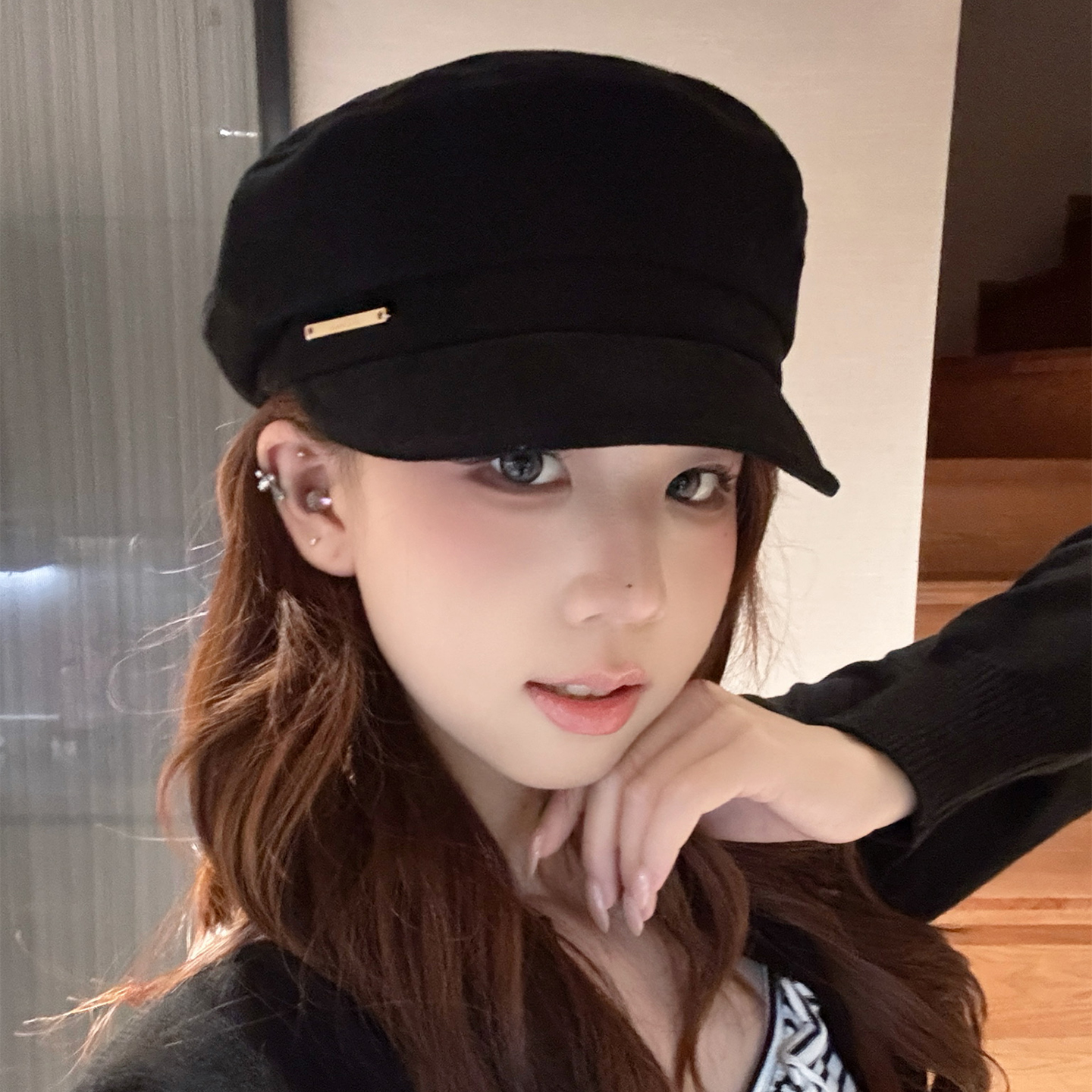 OVANCY高级感海军报童帽女2025新款百搭复古贝雷帽显脸小鸭舌帽子