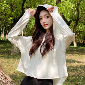 OVANCY宽松防晒衣女夏季防紫外线冰丝外套2024新款黑胶帽子防晒服