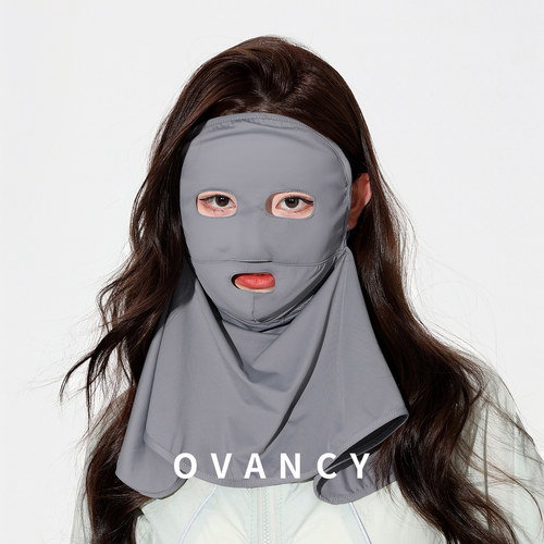 OVANCY脸基尼防晒面罩女夏季防紫外线冰丝透气遮阳全脸护颈口罩潮