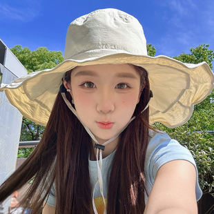 OVANCY超大帽檐防晒帽女夏季遮阳渔夫帽护颈护脖遮脸户外太阳帽子