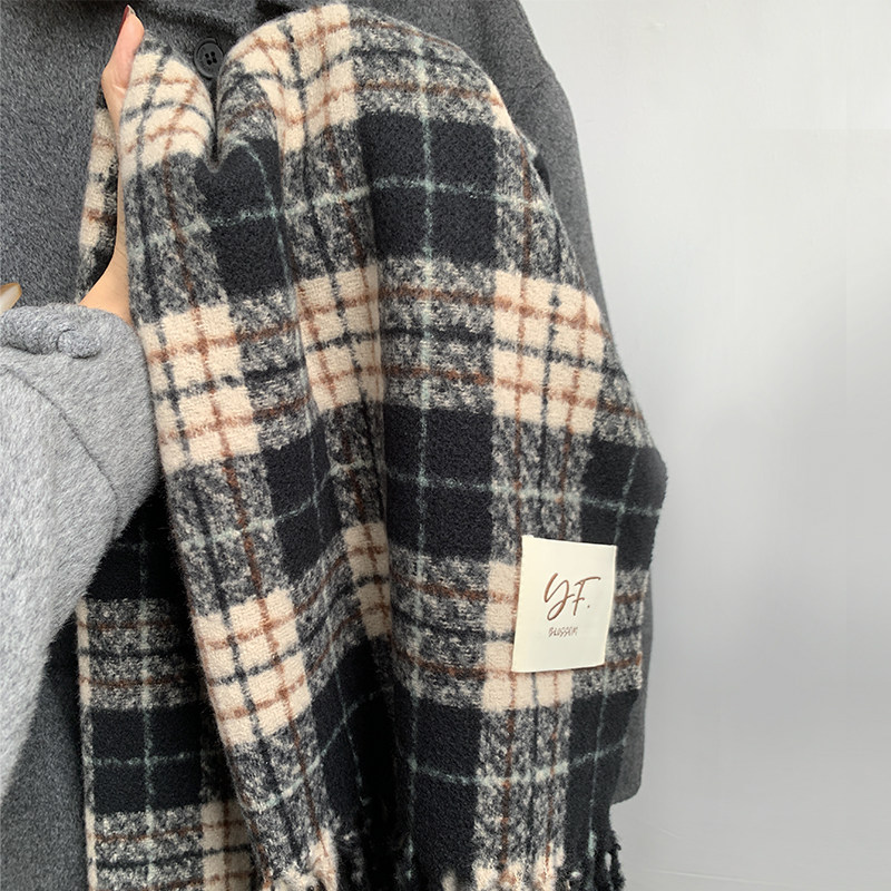 thumbnail for OVANCY sweet potato purple premium sense scarf women's winter Korean version versatile plaid shawl soft sticky vintage warm bib