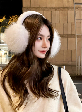 OVANCY毛绒保暖耳罩女冬季2025新款仿狐狸毛可爱白色耳套护耳耳暖