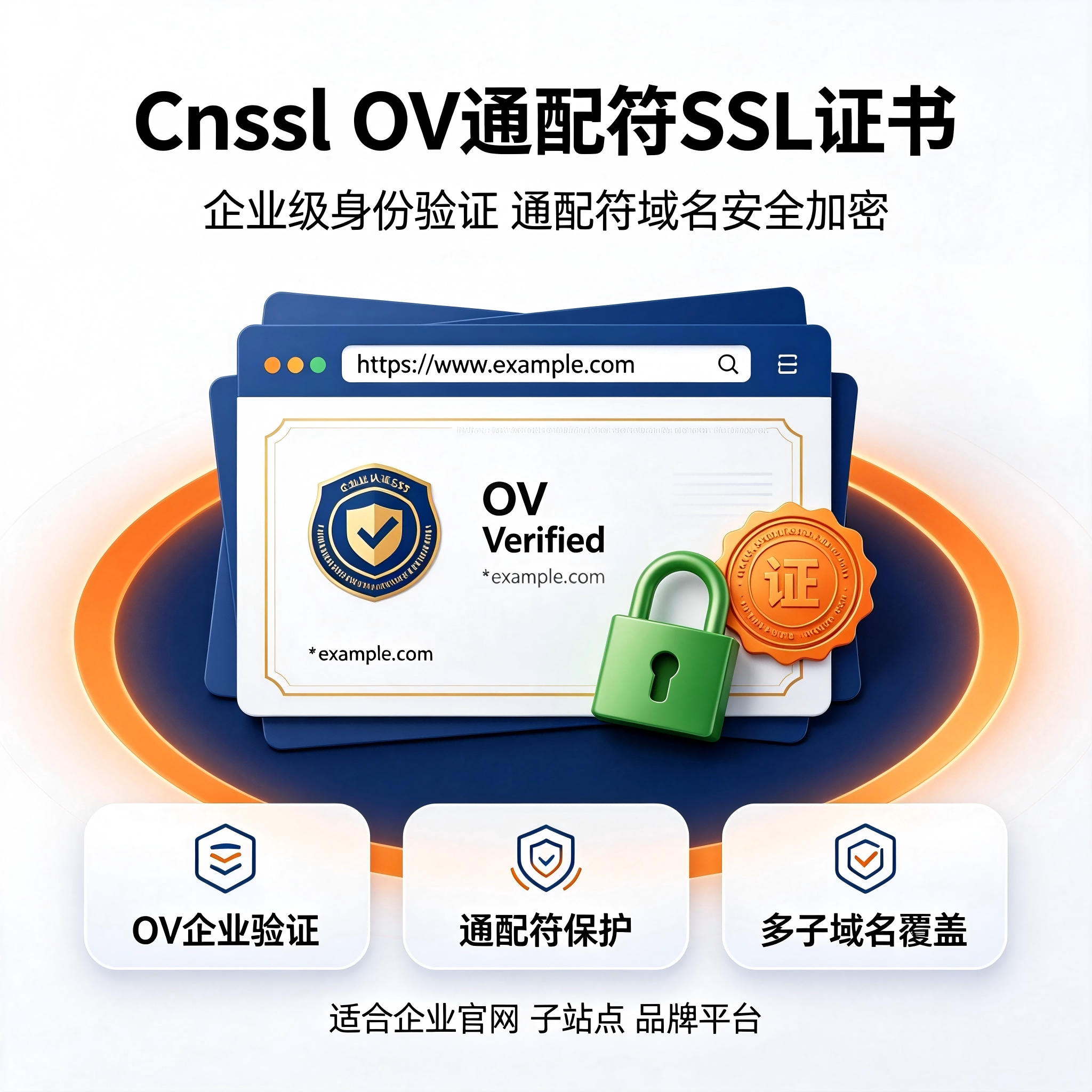 Cnssl OV通配符SSL企业验证证书全站子域名HTTPS加密可信数字认证