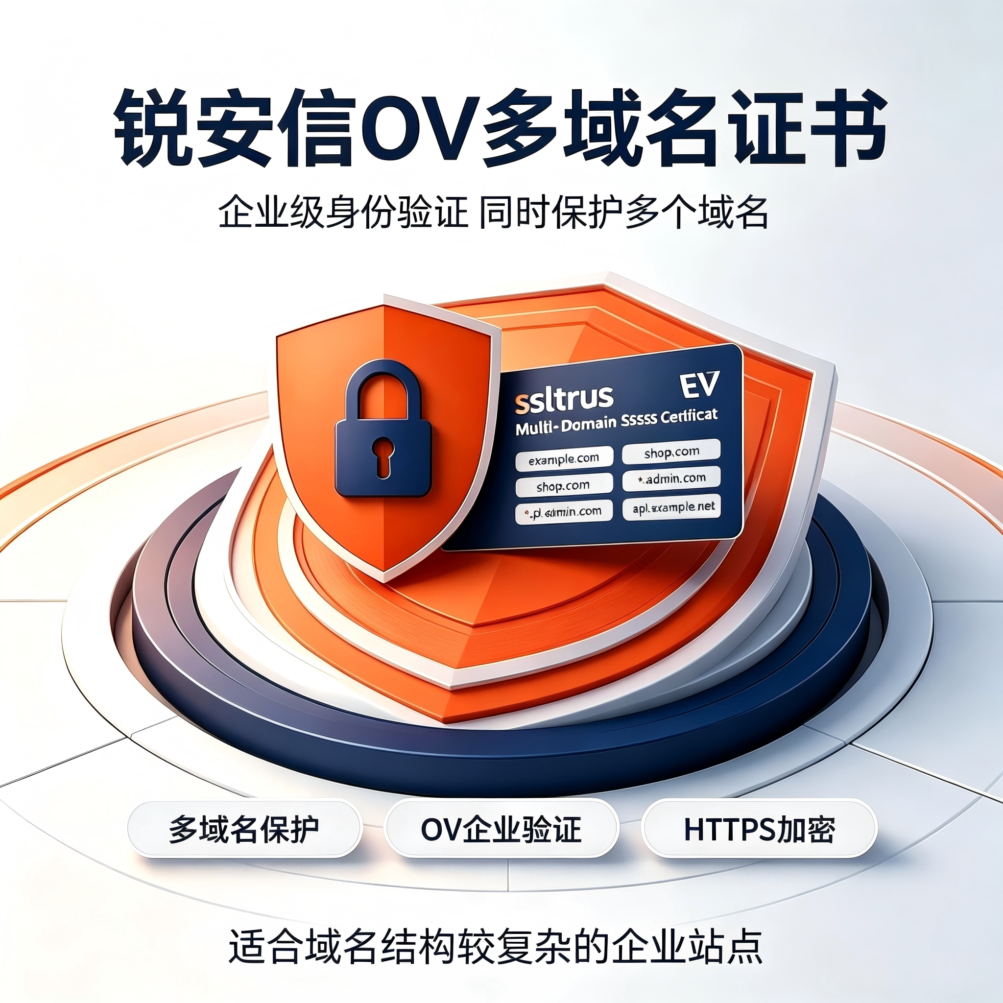 ssltrus锐安信OV多域名SSL证书 企业认证标准域名通配符网站加密