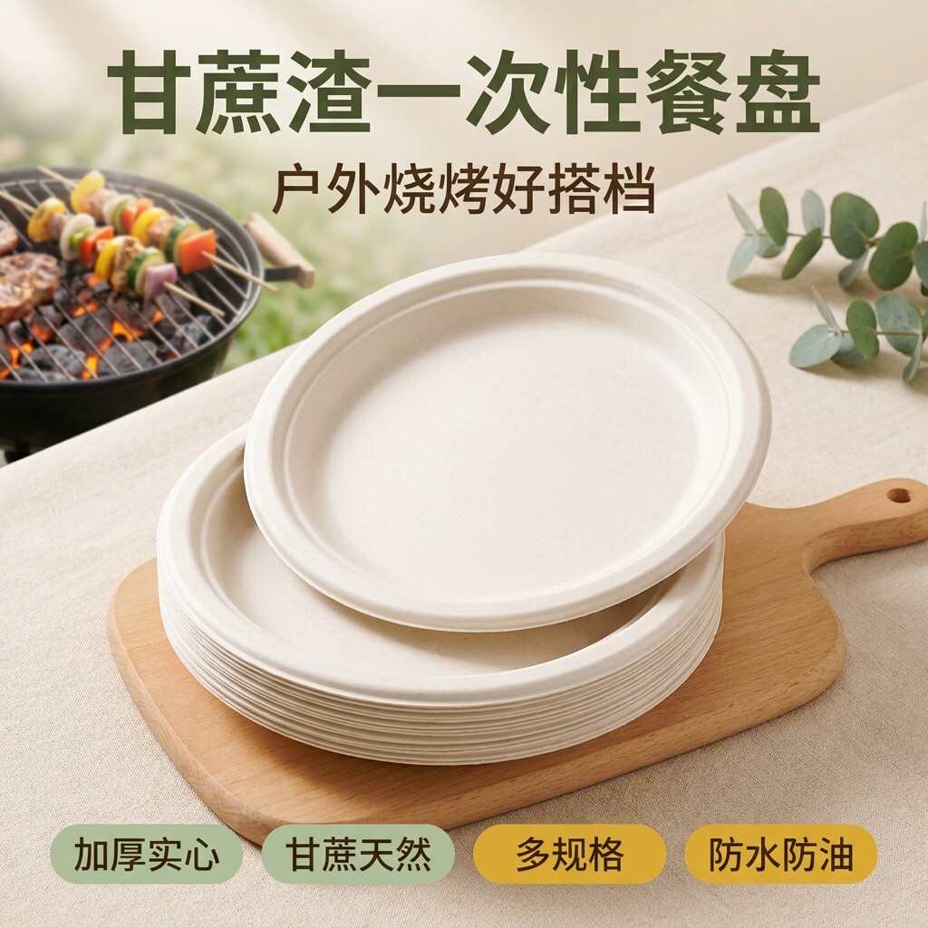 一次性烧烤餐盘加硬加厚食品级环保餐具户外露营专用防水防油