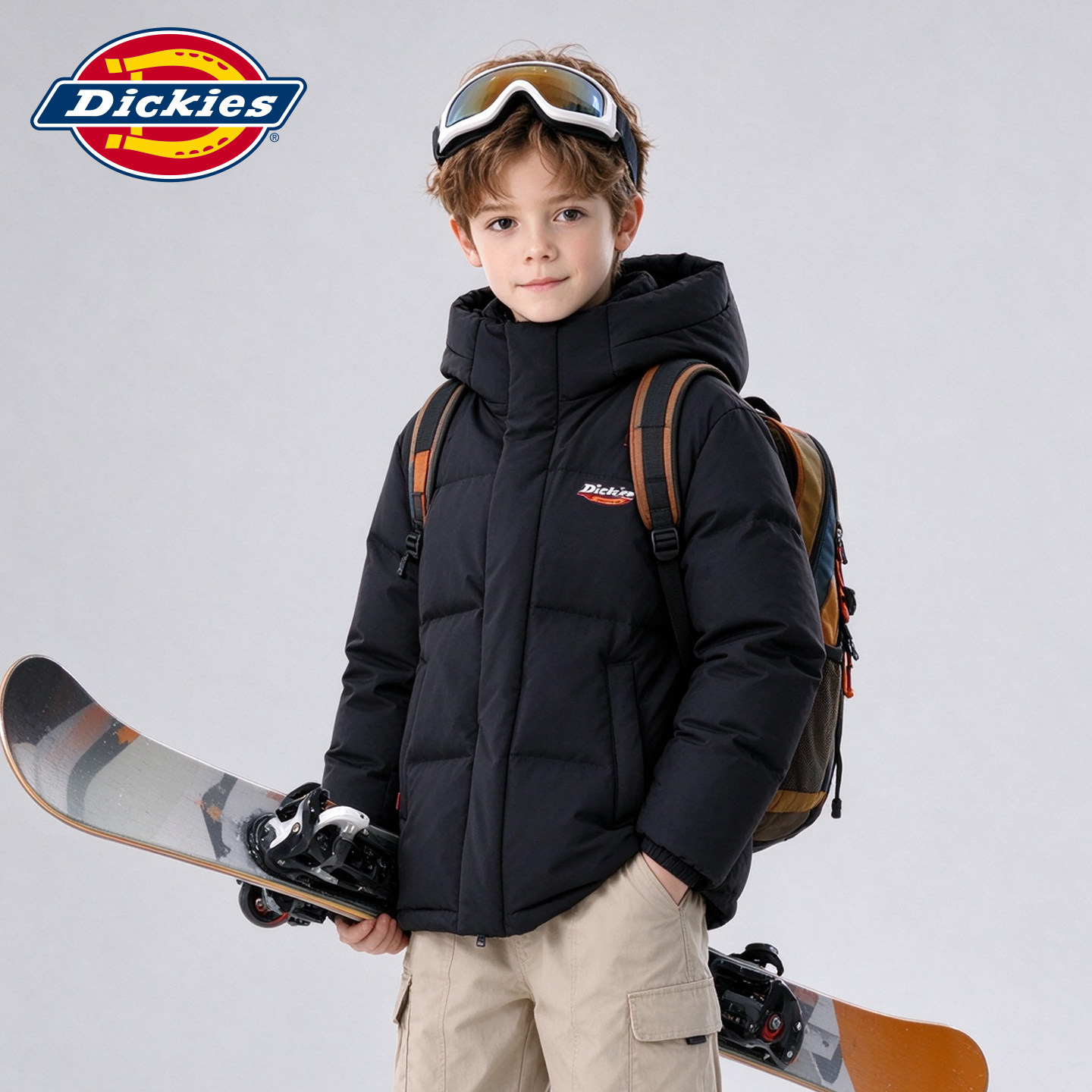 Dickies 儿童爆蓬保暖羽绒服2026年冬季新款中小学生连帽加厚外套