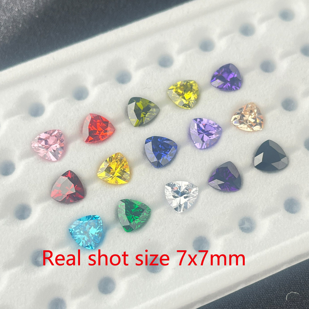 3*3~12*12mm肥三角人造宝石DIY饰品镶嵌配件 混色15色锆石