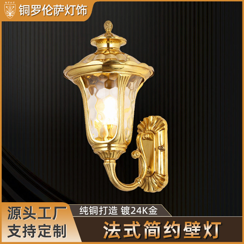 欧式全铜狮子户外壁灯法式别墅酒店会所走廊美式大门庭院防水灯具图片