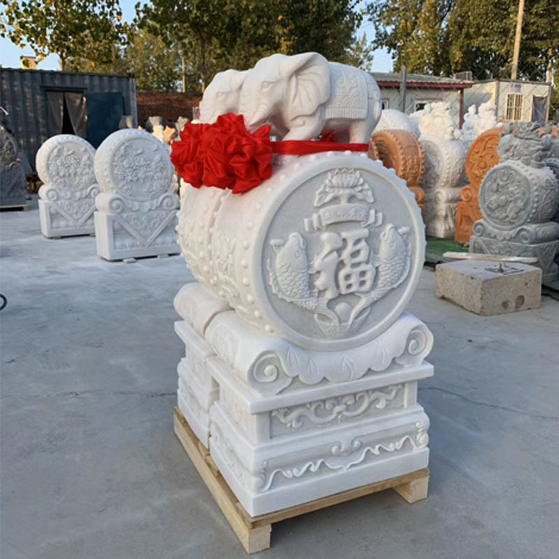石雕门墩汉白玉麒麟门鼓 青石仿古抱鼓石一对门口摆件厂家供应图片