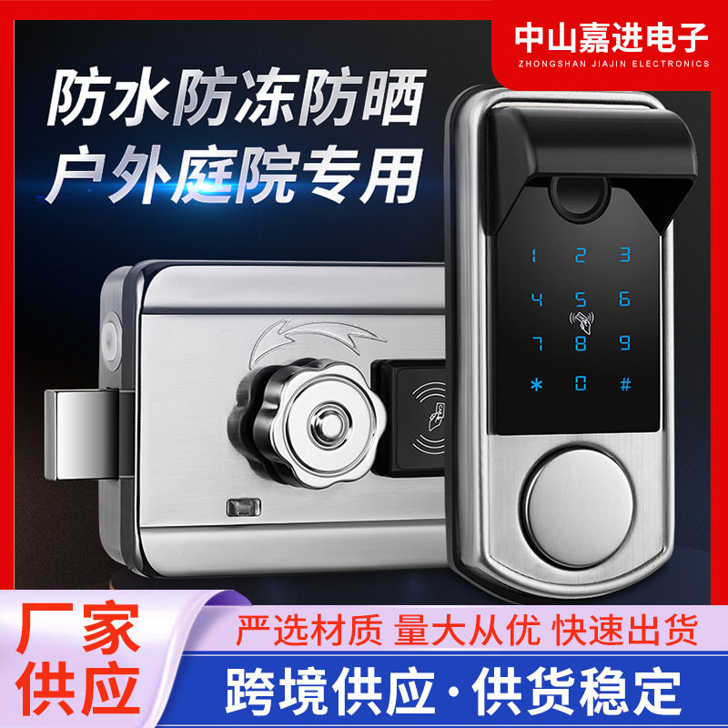 智能锁双面外装户外庭院用锁指纹锁智能锁涂鸦智能门锁通锁锁具图片