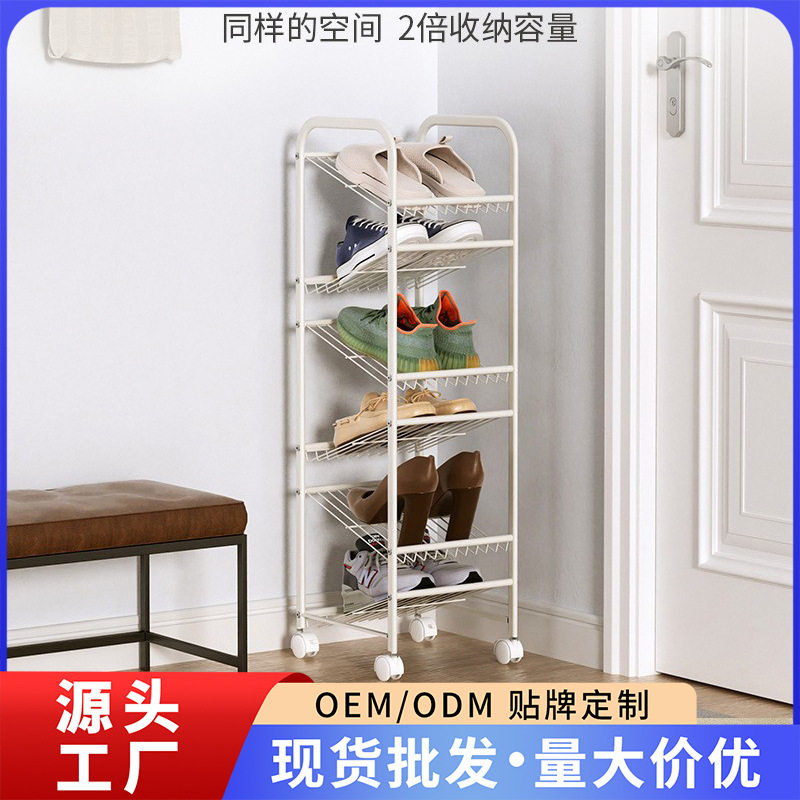 鞋架子简易门口宿舍家用带轮移动置物架鞋柜多层防尘收纳室内图片