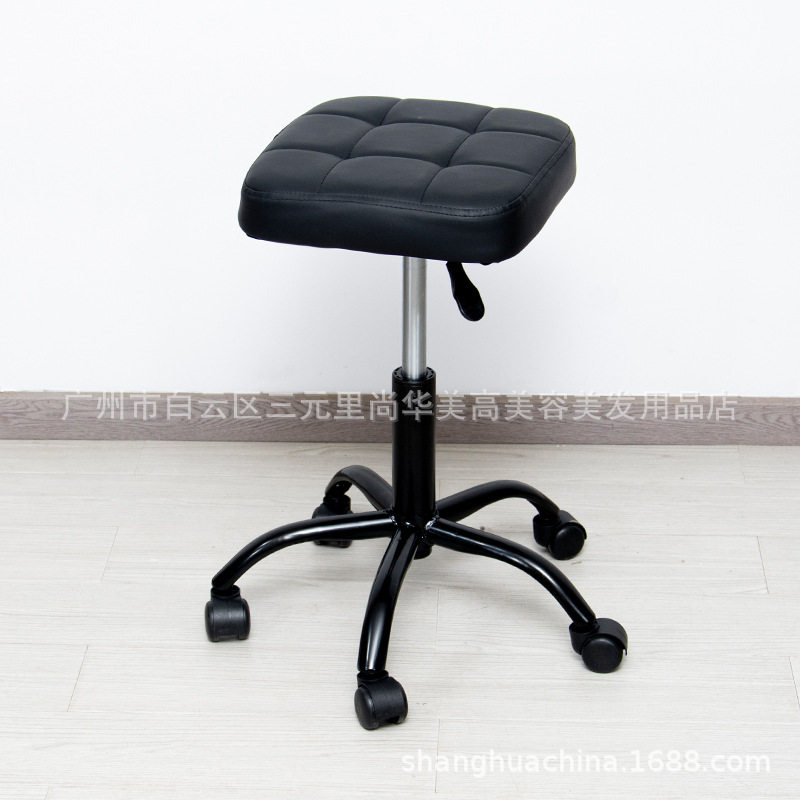 滑轮无靠背椅厂家家用沙发凳美容院用方凳奶油风升降旋转吧台椅图片