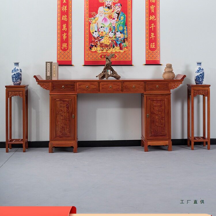 新中式供桌香案家用中堂实木条案神台条几桌佛案客厅农村堂屋条桌图片