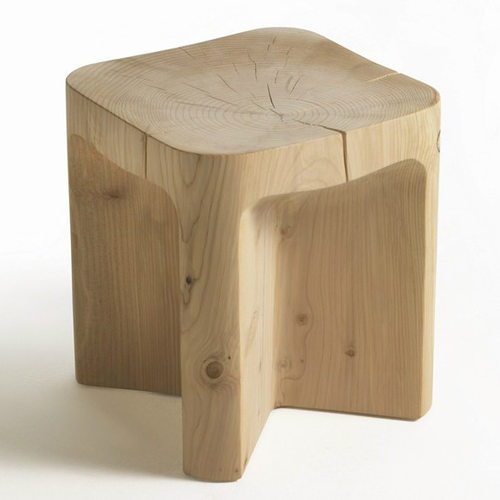 宜道创意实木方凳/设计师凳子/原木雕刻镂空坐凳Riva1920stool