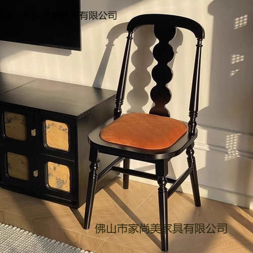 中古法式美式实木胡桃靠背软包书桌椅餐椅子复古化妆凳子家用轻奢