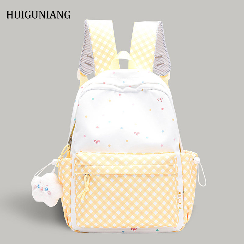 huiguniang韩风少女大容量双肩包开学季超火小清新撞色拼接双肩包