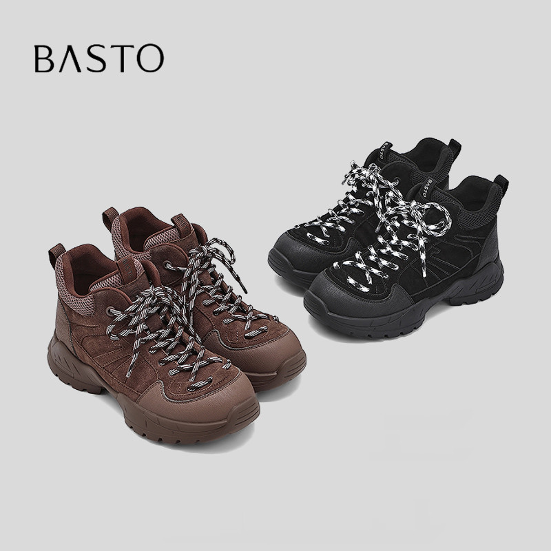 BASTO/百思图高帮徒步工装短靴图片