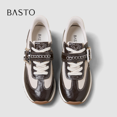 BASTO/百思图美拉德拼色德训鞋
