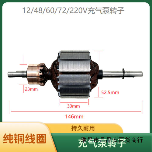 车载充气泵转子配件双缸电机12V转子220v电动机转子72V纯铜机芯