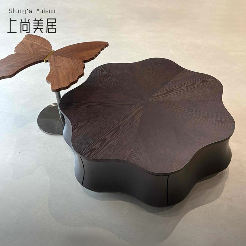 意式极简云朵茶几边几组合客厅花瓣茶几桌轻奢高级感设计师款茶几图片