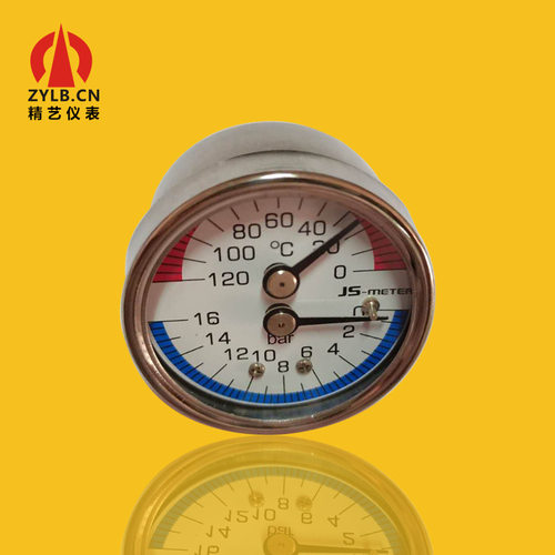 厂家供应304不锈钢温压表温度压力一体表轴向120°C 16bar G1/4