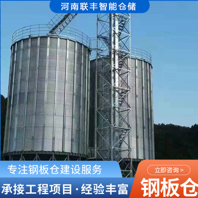 大型玉米小麦圆筒粮仓联丰热镀锌波纹板钢板仓锥底粮仓